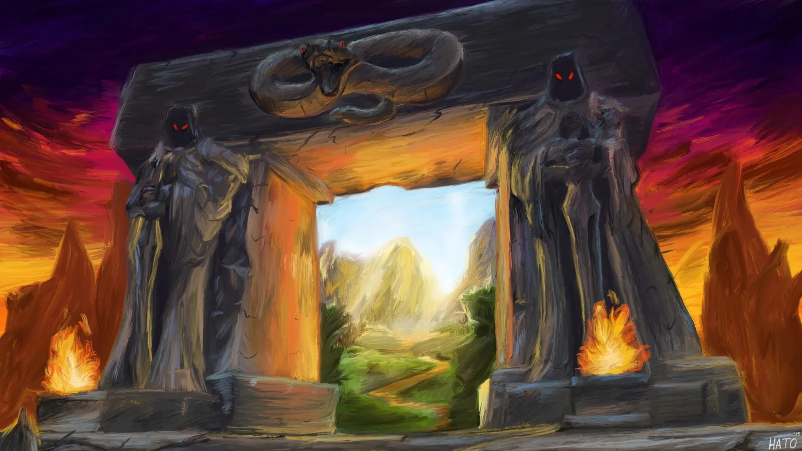 Painted fantasy gate, art by HATO